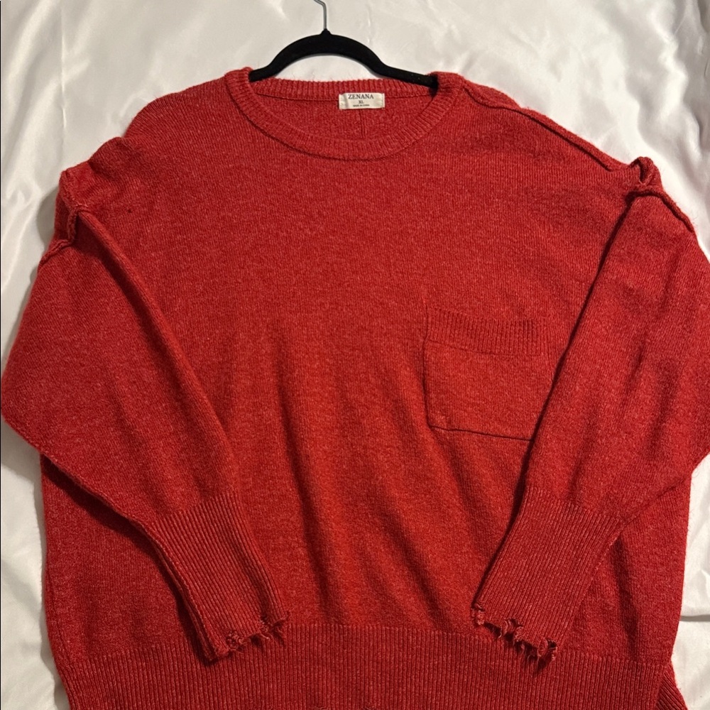 Zenana Outfitters Vibrant Red Crewneck Sweater